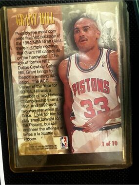 Detroit Pistons Grant Hill #33 Basketball Card - White/Red/Blue